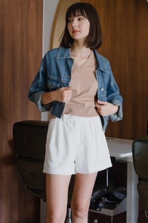 Cropped Denim Jacket in Mid Wash